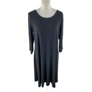 Tianello‎ Womens XL Balet Dress Midi Minimalist 3/4 Sleeve Tencel Blend